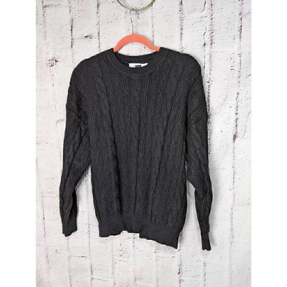 Vintage Susan Woode 100% Alpaca Black Cable Knit Sweater Classic Made in Peru Si - Picture 1 of 6